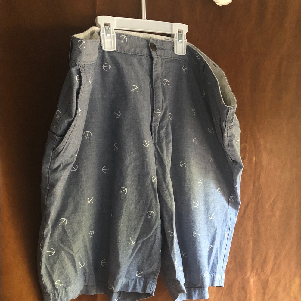 Dockers Blue Anchor-Print Flat Front Shorts